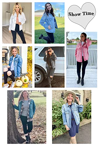 Womens Long Sleeve Washed Button Down Basic Denim Jacket With Pockets3