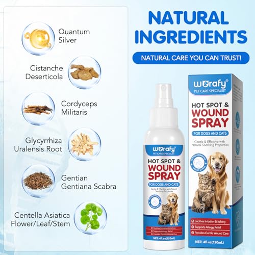 CiAIplw Haustier Wundspray, Wundpflege für Hunde & Katzen, Regeneration der Haut bei Wunden, Entzündungen und Irritationen, Narben- und Wundspray gegen Juckreiz & Kratzen, 120ML