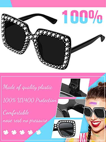 12 Pairs Crystal Oversized Sunglasses Rhinestone Square Diamond Sunglasses Frame Retro Sparkling Glasses for Women Men3