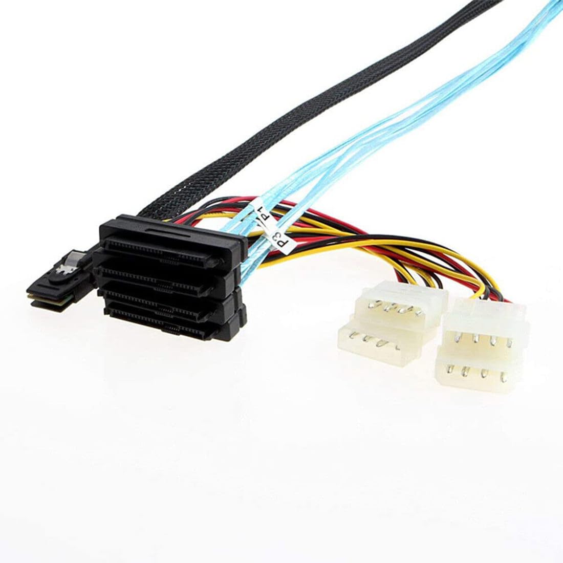 P47CS Mini SAS 36 pin maschio (SFF-8087) a 4 x 29 pin SFF-8482 & 4 pin Molex IDE cavo di alimentazione per dischi SAS – Cavo dati e combinazione di cavi di alimentazione