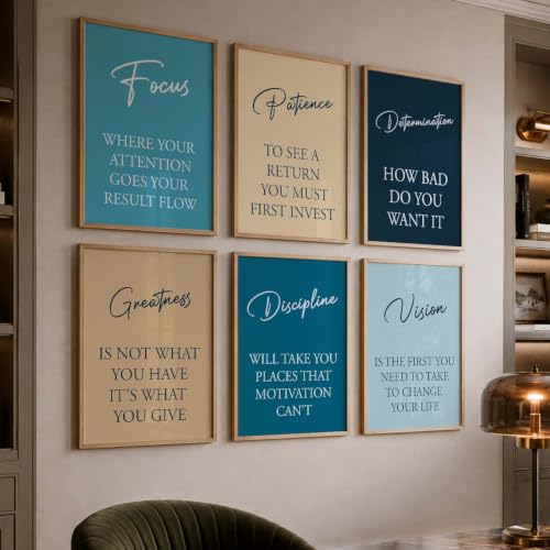 Image of kotart Quote wall Paintings with Frame for Home Decoration - Painting for Living Room Bedroom Office Wall hanging frames - Pack of 6 - Set of 6 Multicolo (10x13 inch, E)