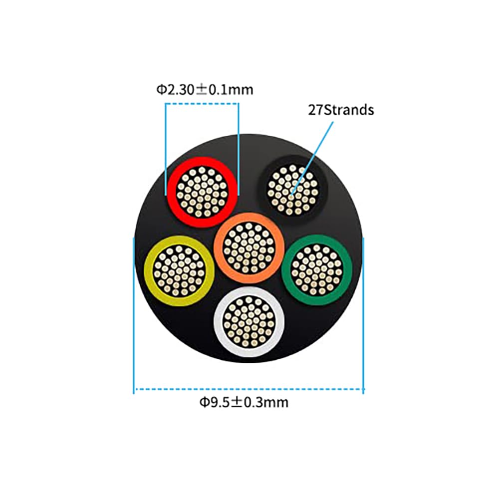 Cable eléctrico de calibre 16 y 6 conductores de 50 pies, UL 2464 16 AWG, cable de cobre estañado de PVC trenzado de 16/6 núcleos para iluminación LED, cable de extensión de bajo voltaje al aire libre