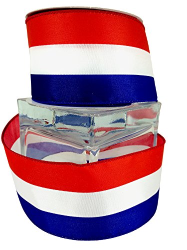 Red White and Blue American Ribbon Stripe Wired 1.5-2.5
