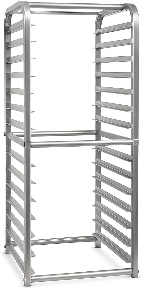 16-Pan Aluminum Sheet Pan Rack, Silver, End Load Style, NSF Listed, 20.5x23x51.5 Inch, for Reach-In Storage - Unassembled