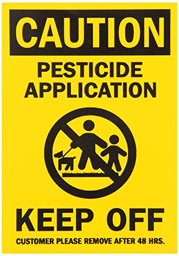 Caution: Pesticide Application in Use Keep Off Customers Please Remove After 48 Hours Sign 3.5 X 5 Inch Vinyl Sticker