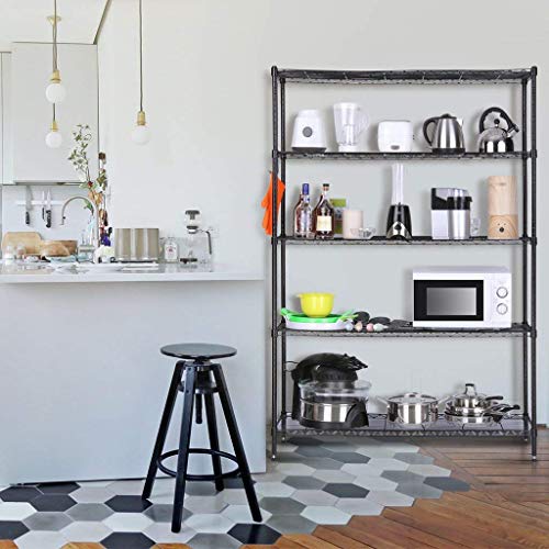 Image of Callas Commercial Grade Heavy-Duty 5-Tier Height Adjustable Rack, Load Capacity 125 Kg per Shelf (Black | 90 x 35 x 180 cm)