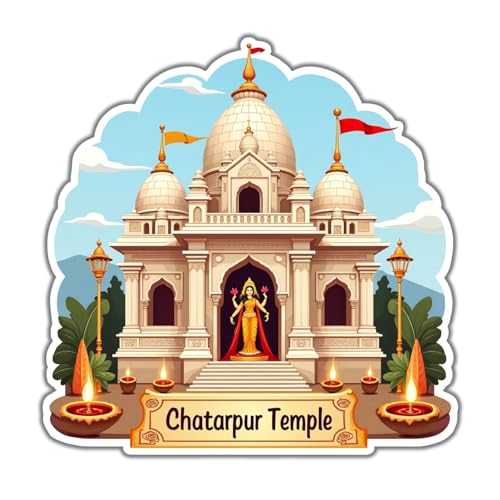 Image of Naxon Chhatarpur Temple Delhi Theme Souvenir Wooden Fridge Magnet for Refrigerator - Printed Fridge Magnet for Kitchen & Home Decor | Perfect Souvenir Gift | Size 3x3 in | Pack of 1