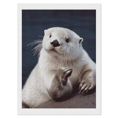 Kit peinture diamant loutre blanche : créez votre décoration murale de salon