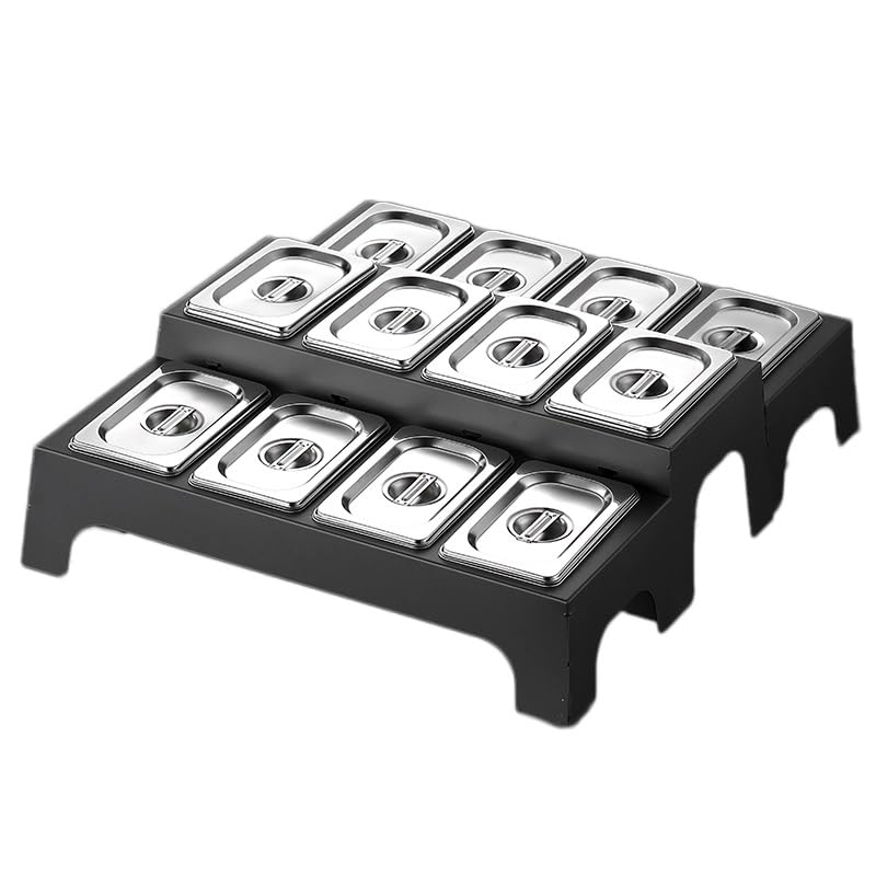 Estación de cocina de acero inoxidable para pizza con recipientes extraíbles, juego comercial de especias para barra de ensaladas y barra de nachos, 12 rejillas de 15 cm, mesa de preparación de