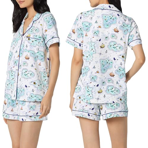 Image of Bed Head PJs Womens Matching Pajamas - Soft Organic Short Sleeve Button Down PJ Shirt & Shorts Set - Sleepwear & Loungewear