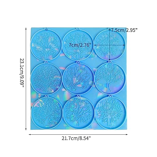 Molde holográfico de resina epoxi con diseño de árbol de la vida para colgantes místicos 4