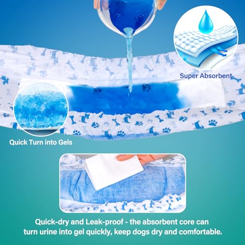Pet Soft Dog Nappies Male, 20 Counts Disposable Dog Wraps with Wetness Indicator - Image 3