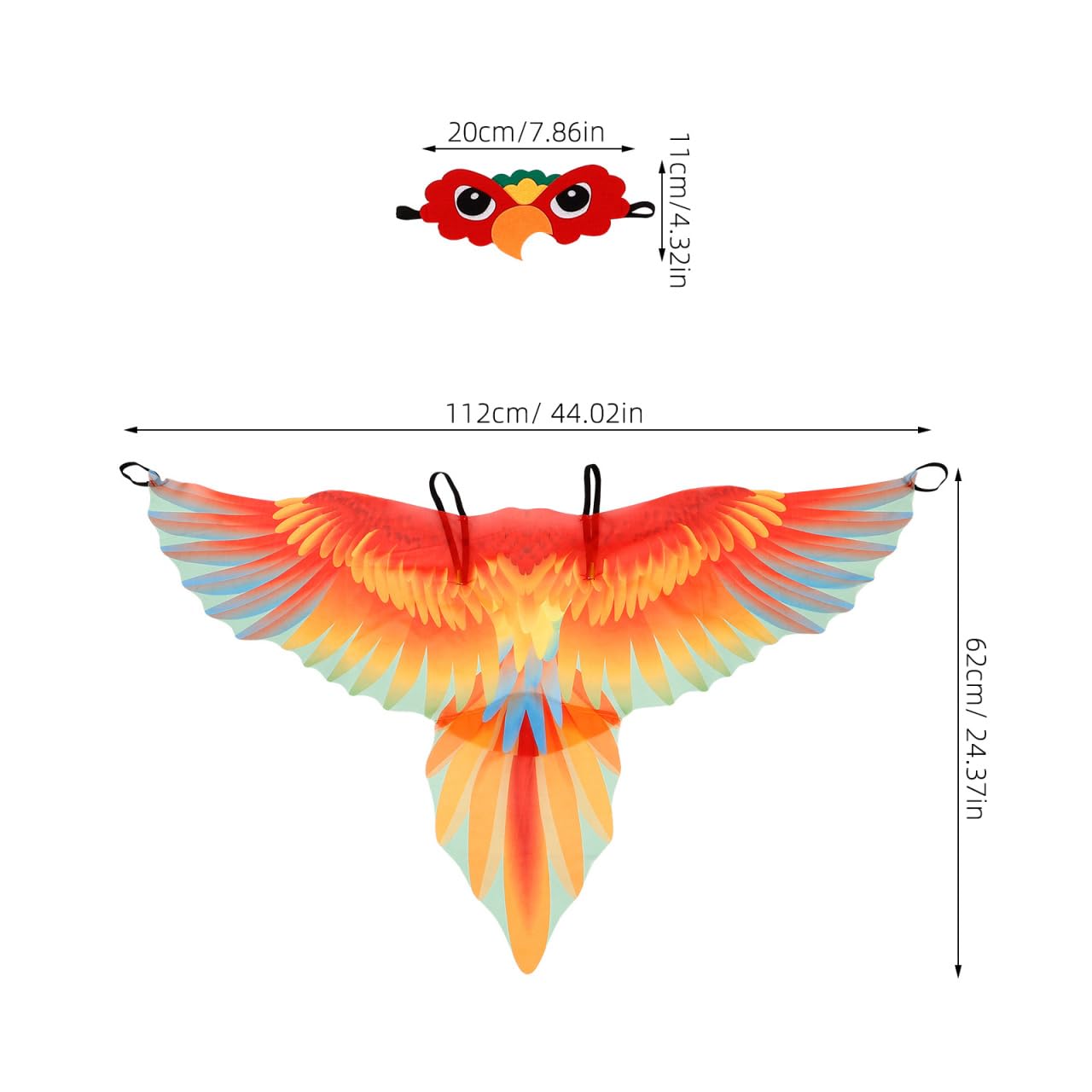 SAFIGLE Children's Parrot Wings Cape Fancy Costume Cape for Boys and Girls Cosplay Party Halloween Adjustable Soft Fabric - Image 2