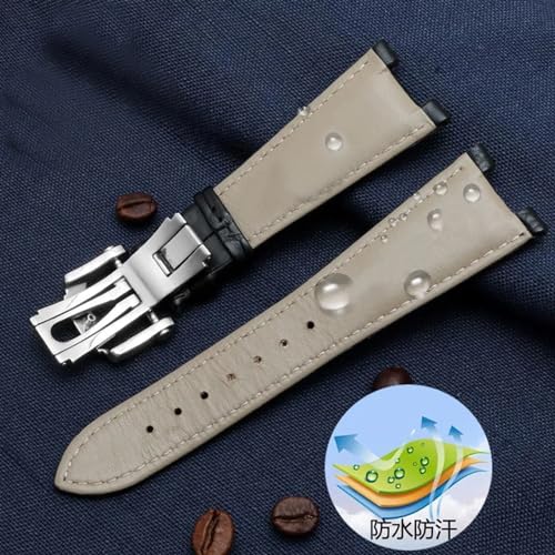 Bracelet de montre en cuir véritable 25mm compatible Patek Philippe Nautilus - 5