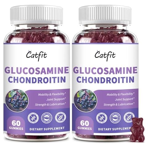 Catfit Glucosamine Chondroitin Gummies,Extra Strength Joint Health Support Supplement with MSM & Elderberry, Antioxidant Immune Support Supplement for Adults Men & Women (2 Pack) Cover