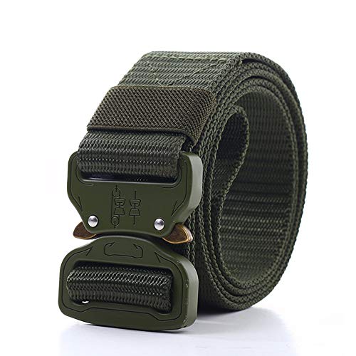Tactical Belt For Men Women Military Style Nylon Belt Adjustable Heavy Duty Quick-Release Metal Buckle Waist Belt Green