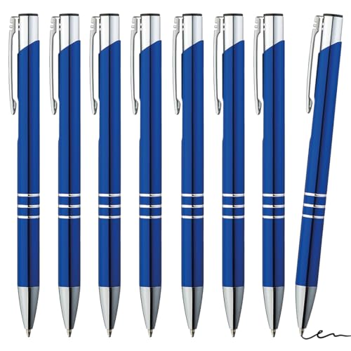 JUGUTA Boligrafos De Metal 8 Unidades Set Premium De Boligrafos, Para Escribir Fácil Y Suavemente Boligrafo Azul De Tinta Azul Negra