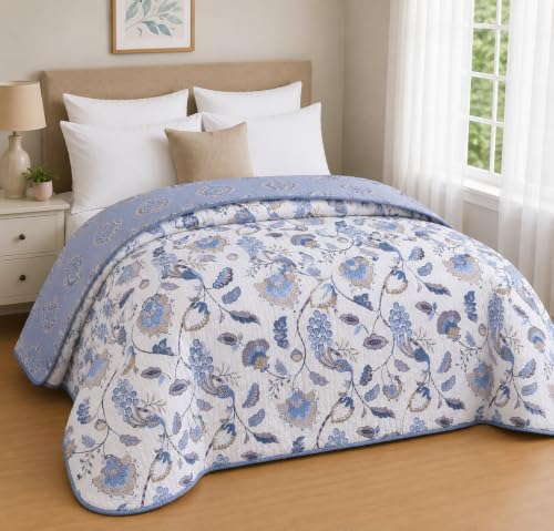 Image of RRC Jaipuri Floral Print Double Bed Razai | Cotton Lightweight AC Quilt | Soft Jaipuri Rajai | 200 GSM Summer Comforter | Double Bed Quilt Pack of 1
