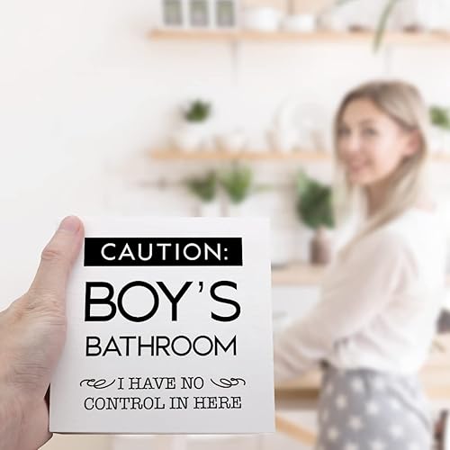 Miniatura 6 de Caution - Letrero de madera con texto en inglés "I Have No Control in Here" para decoración de escritorio, divertido letrero de madera para baño