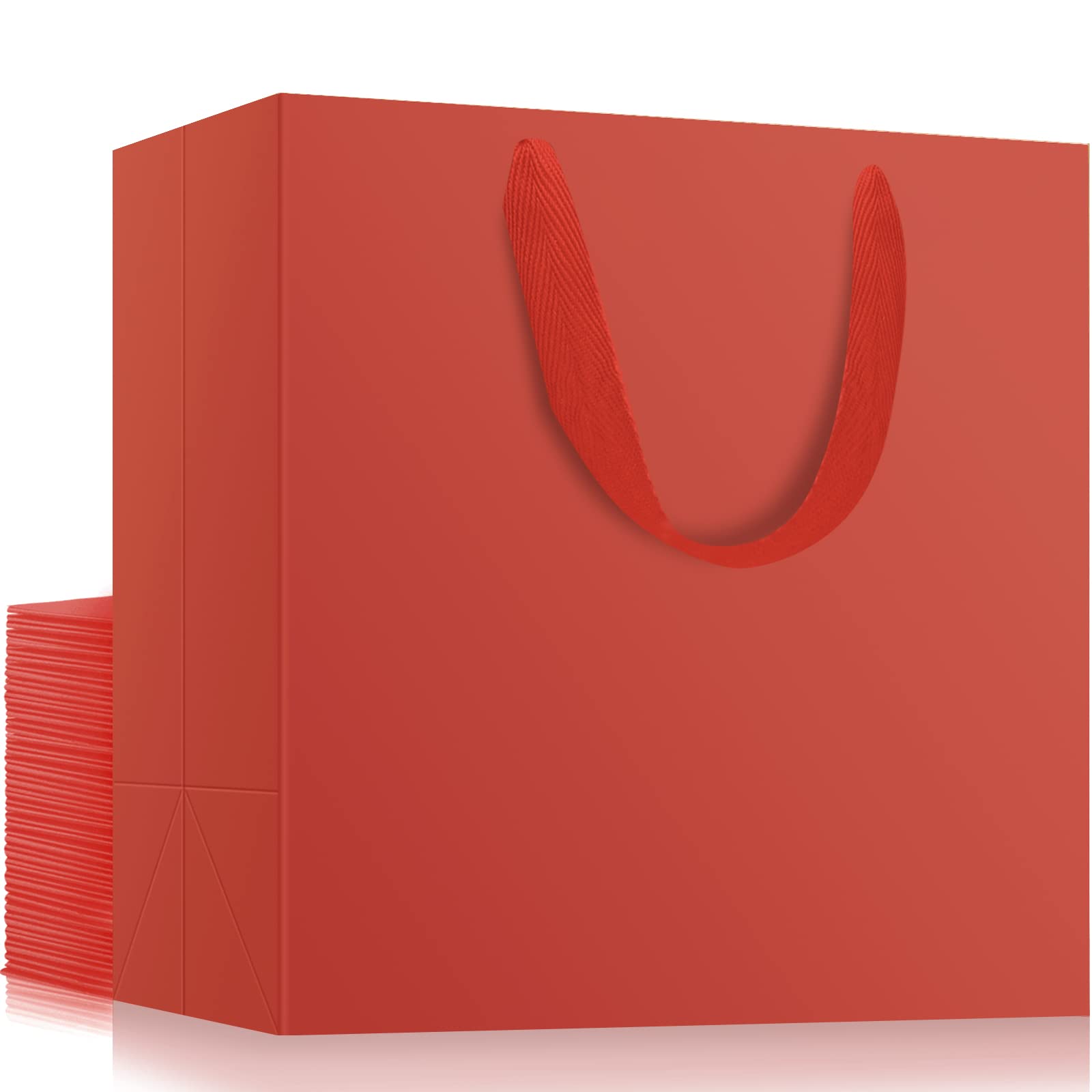 EUSOAR Large Red Shopping Bags, 25 Pack 12.5x4.5x11 inches Gifts Wrap Bags Handles Bulk, Merchandise Retail Wrapping Bags for Business, Craft Grocery, Boutique, Party Favor, Wedding