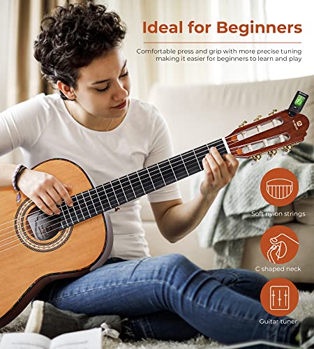 Vangoa Guitare Classique Pour Débutants, Guitare Traditionnelle 3/4, Table En Pin Rouge Et Dos En Sapelli, Avec Housse… - Les Beatles, Paul McCartney, John Lennon, RIngo Starr, George Harrison Vangoa Guitare Classique Pour Débutants, Guitare Traditionnelle 3/4, Table En Pin Rouge Et Dos En Sapelli, Avec Housse… – Image 4