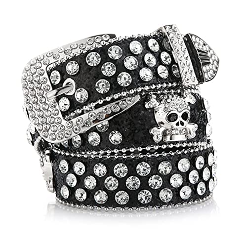 Scary Head Skull Buckle Waist Belt Shinning Buckle Belts for Women Men Luxury Waist Strap for Jeans Dress