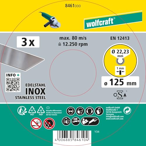 Wolfcraft GmbH Diamond Cutting Disc Set, Diamantskiva Med Uppdelad Kant Tegel Keramiska Sten 222 Cm 11 Cm 2 Styck D1b2d19033b75699