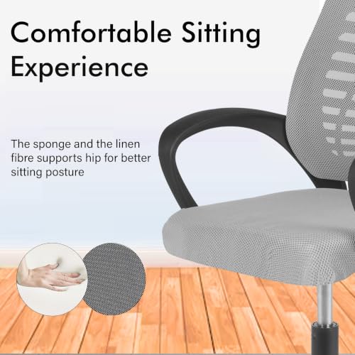 Image of Casa Copenhagen,Mesh Office Desk,Rocking, Ergonomic Computer Chair Adjustable High with Headrest and Comfortable Armrest Swivel Chair - Grey & Black Handle