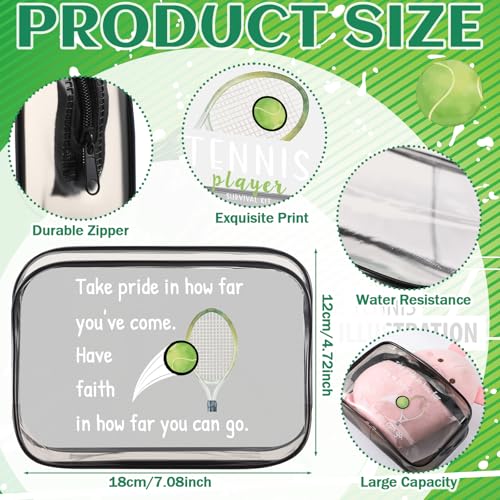 Kacctyen 12 Pcs Tennis Gifts Cosmetic Makeup Bag 7 x 4.7 x 2.4 Inch Tennis Travel Bags Toiletry Pouch for Women Purse Clear PVC Cheer Case Toiletry Zipper Pouch Bulk Gifts Accessories for Team Party3