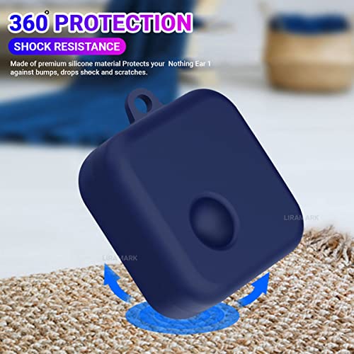 Image of LIRAMARK Shockproof Protective Silicone 360 Cover Case with Buckle Designed for Nothing Ear 1 (Midnight Blue)
