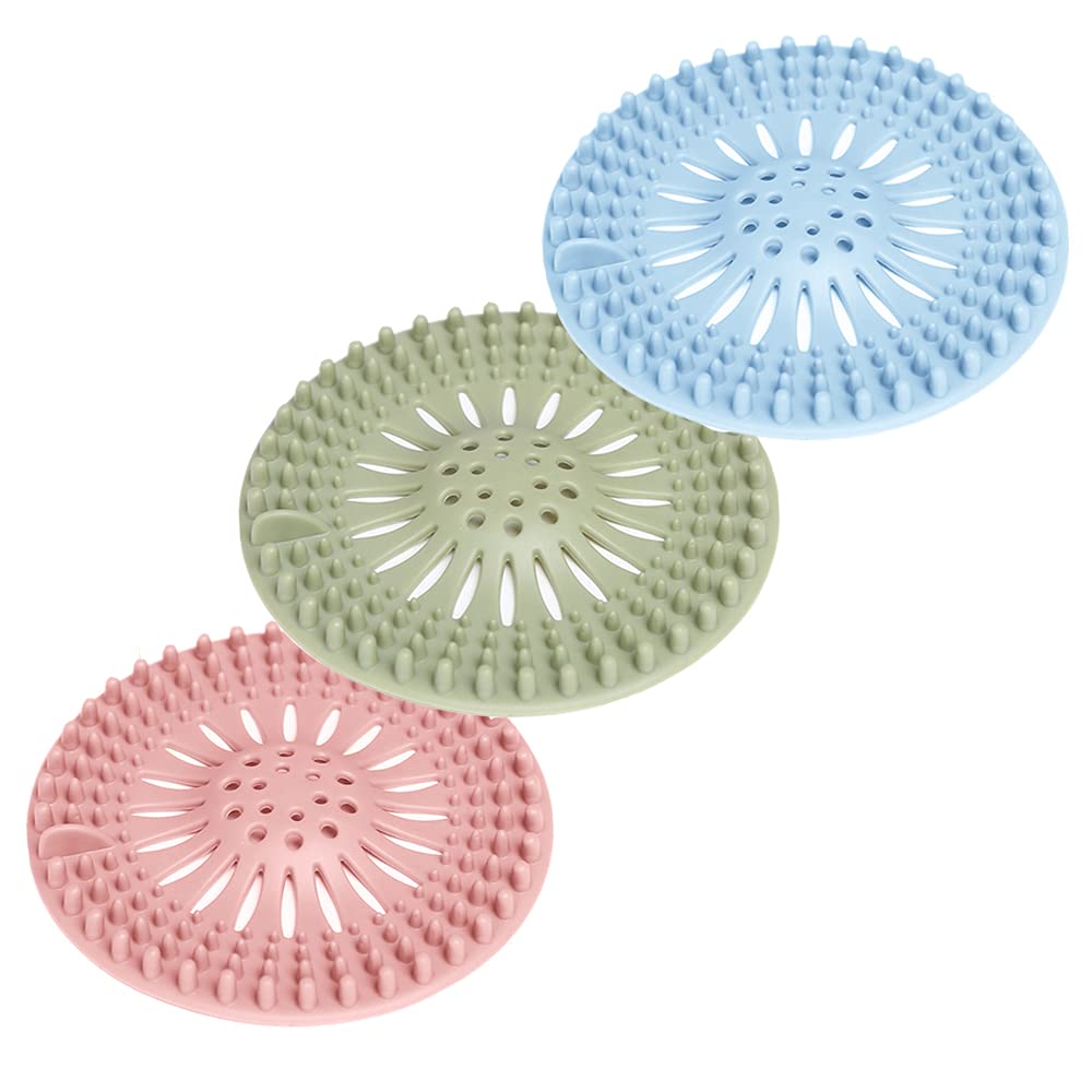 3 Filtri Per Scarico Doccia E Vasca, 13 Cm, In TPR, Conf. 3 Pezzi (Blu, Rosa, Verde), Anti-capelli - 2