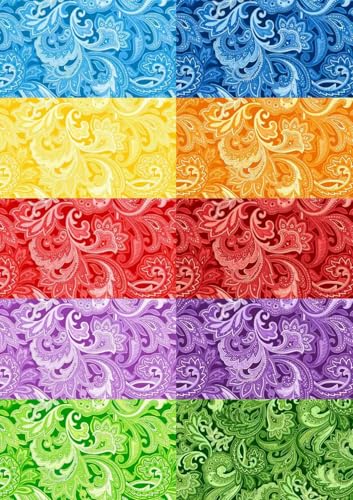 Image of 4 inchx4 inch 200pcs Cotton Fabric Squares for Sewing Quilting Supplies- Paisley | Good quality wonderful colors beautiful patterns soft and sturdy 100% cotton fabric squares perfect for quilting projects