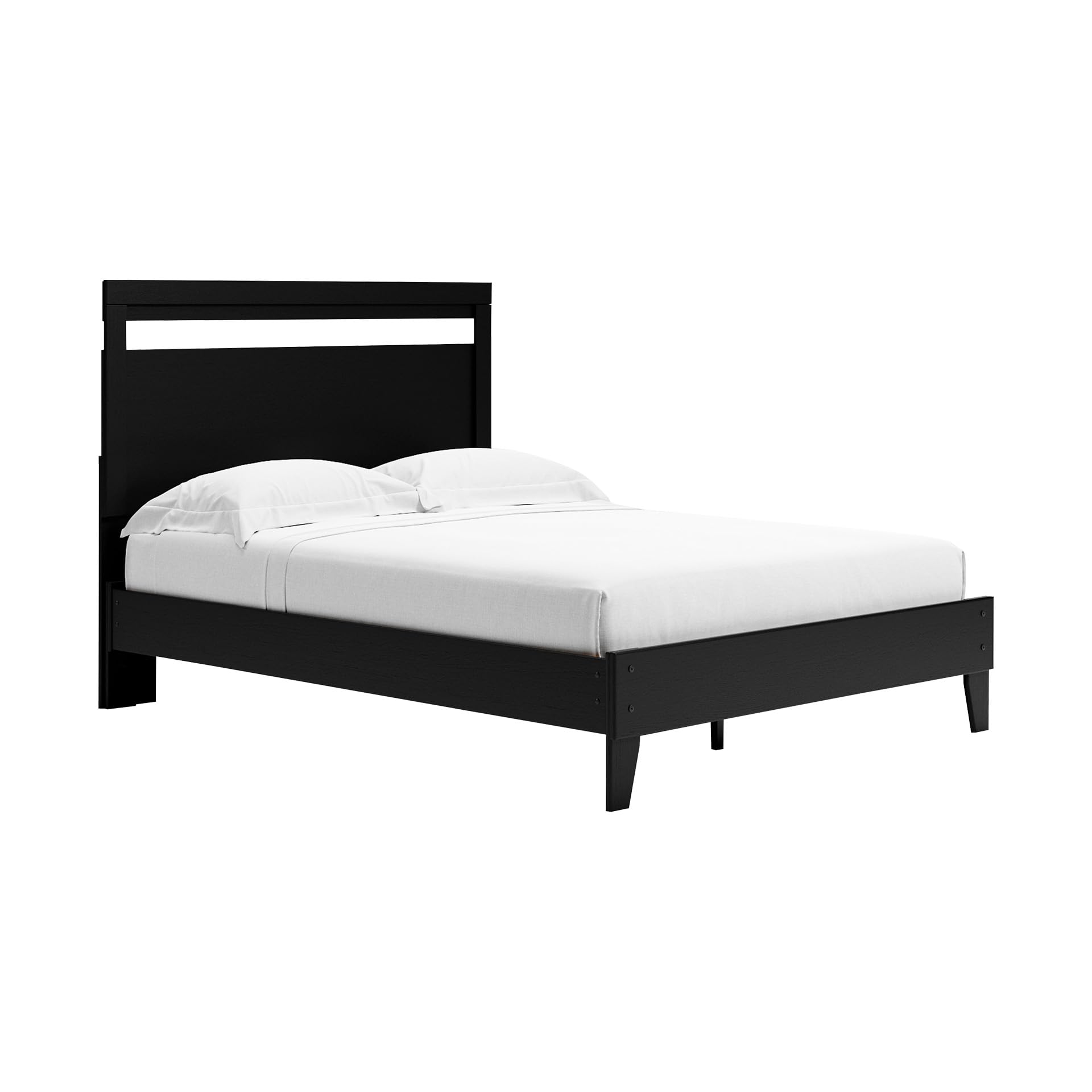 Signature Design by Ashley Finch Casual Queen Panel Platform Bed, Matte Black Finish, No Foundation or Box Spring Needed, Wood, 63.5" W x 84" D x 51" H, Black (Box 1/2 only) 