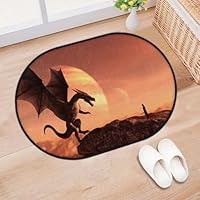 TropicalLife Knight Dragon Magical Entrance Door Mat Rug for Living Room Kitchen Home Bath Dragon Area Rugs Washable Indoor Outdoor Non-Slip Floor Doormat 40 x 60 cm