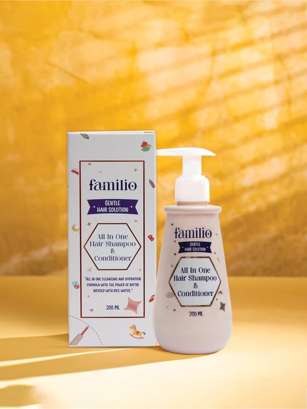 Image of Familio India All in Shampoo & Conditioner for Kids | Natural and Non Toxic | Tear-Free Formula | Natural Hydration for Baby | Rice Protein | Cruelty-free | Derma Tested | 200 ml (Pack of 5)