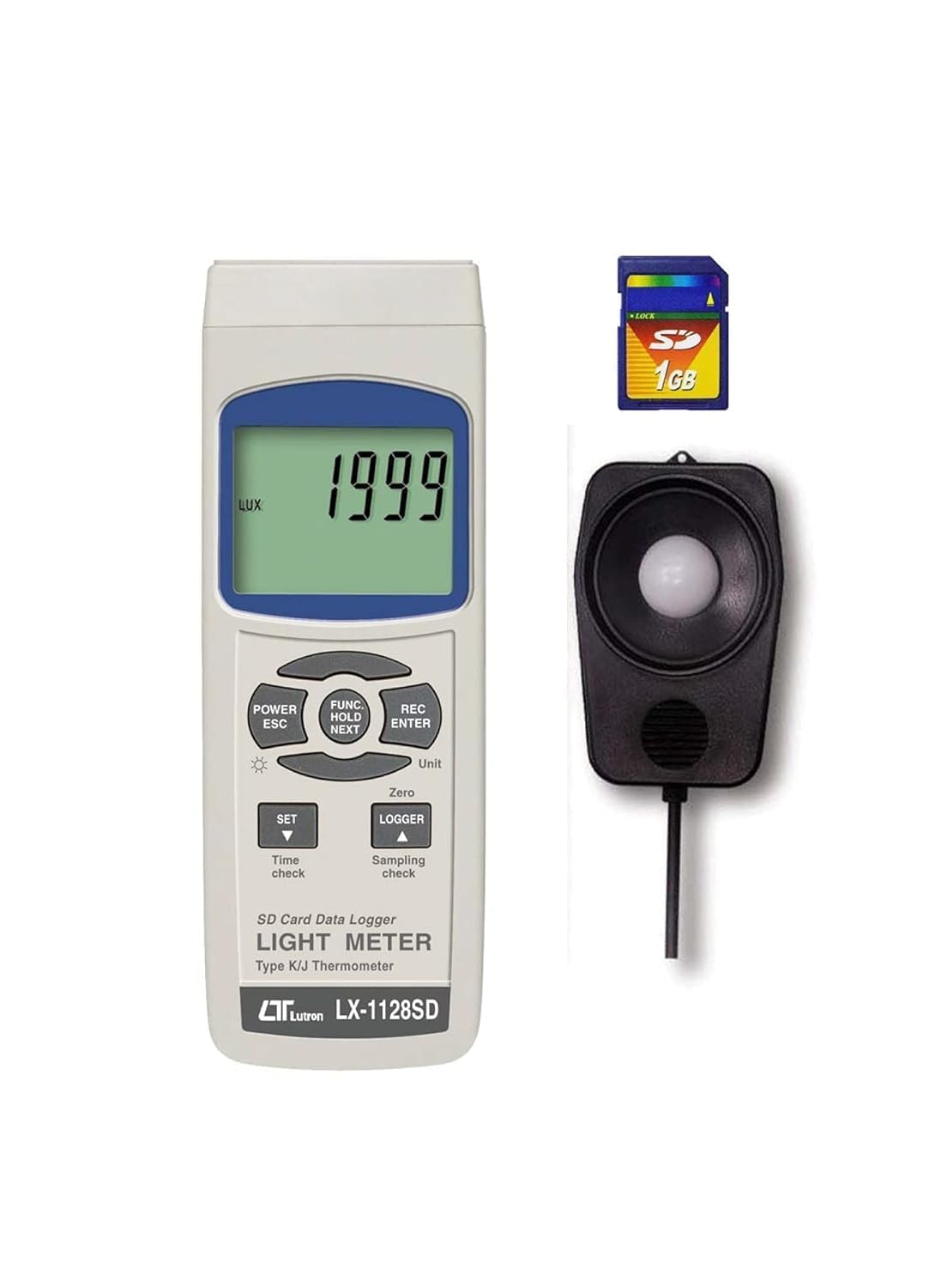 "Same Day Dispatch" Lux Meter LX-1128SD Digital Lux Meter without SD Card Data Logger, 0 to 100,000 Lux Light Meter, K/J Thermometer Support, Data Recording Illuminance Tester-image-5