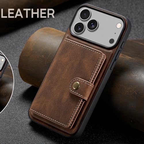 Étui portefeuille en cuir rétro rouge pour iPhone 17 Pro Max