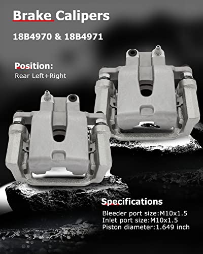 Image of cciyu Rear Left & Right Brake Calipers Assembly w /Bracket 18B4970 18B4971 for Chrysler for 300,for Dodge for Challenger /for Charger /for Magnum,2012-2016 for Dodge for Challenger fit Solid Rotors only