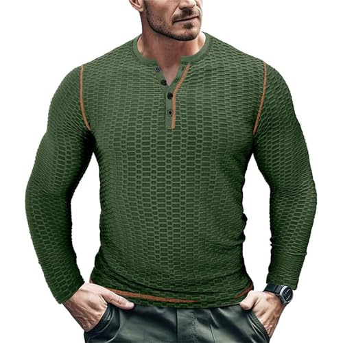 Men T-Shirt Men Casual Fashion Solid Color Longsleeve T-Shirt Men Slim Fit Comfortable Light Longsleeve Tops Men Classic All-Match Trend T-Shirt E-Army Green S