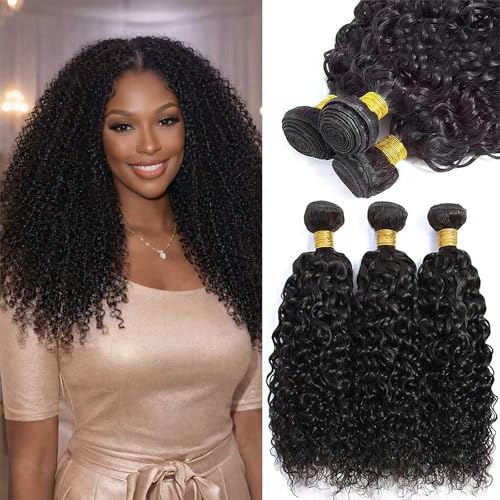 Tissage Bresilien en lot Cheveux Humain Kinky Curly Bundles Tissage Bouclé Naturel Mèches Brésiliennes Human Hair Extensions Naturelle Couleur 10 12 14...