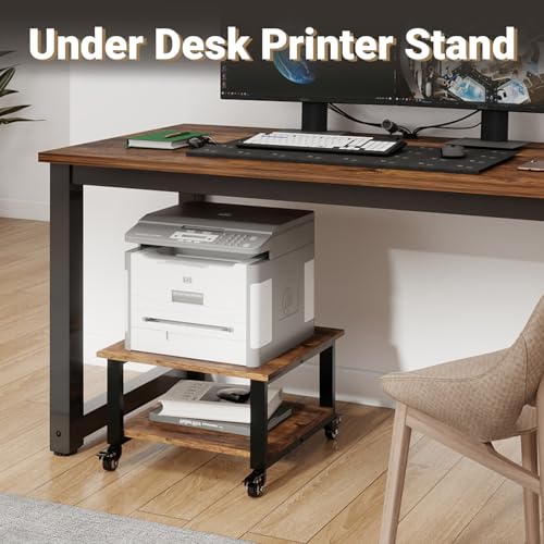 Image of Natwind 2 Tier Laser Printer Stand,20''x20'' Under Desk Printer Cart, Retro