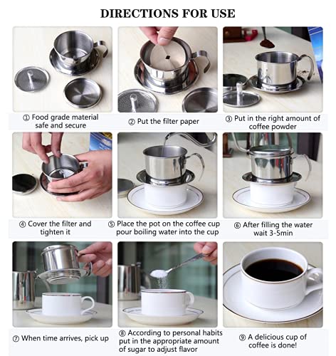 Stainless Steel Drip Coffee Filter Maker Vietnamese Style Drip Coffee Pot Infuser Ideal For On The Go/Home (Gold) #TOP4