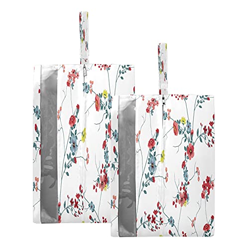 Beautiful Red Flowers On White Waterproof Travel Shoe Bags Storage Organizer Pouch For Men Women