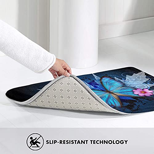 Bathroom Rug Washable Tub Non Slip Bath Mats Butterfly Blue Carpet Absorbent Kitchen Shower 19.5 X 31.5 Inch #TOP5