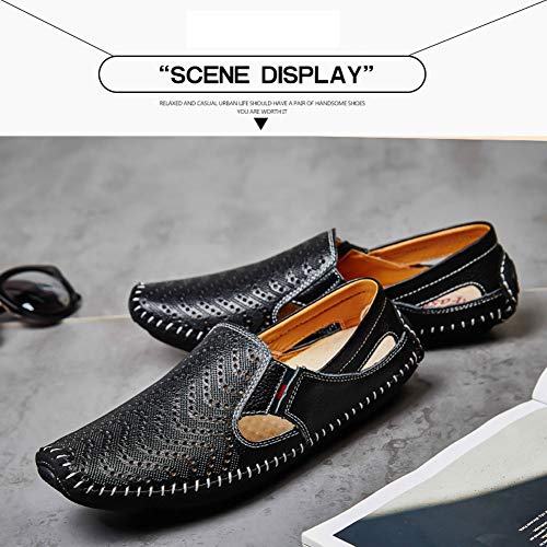 Image of Men's Driving Shoes Leather Slipper Casual Slip on Loafers | Top Grain Leather Upper, Moccasin Toe, Slip-on, Traction Rubber Outsole, Mens Dress Shoes, Mens Casual Loafers