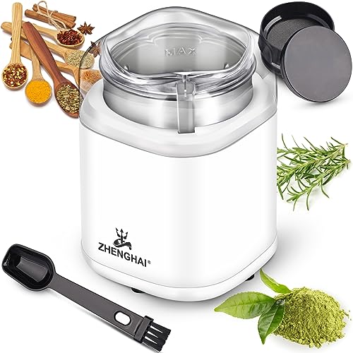 ZHENGHAI Electric Herb Grinder 200w Spice Grinder Compact Size, Easy On/Off, Fast Grinding for Flower Buds Dry Spices Herbs, with Pollen Catcher and Cleaning Brush 1.7oz Capacity (White) ZHENGHAI Electric Herb Grinder 200w Spice Grinder Compact Size, Easy On/Off, Fast Grinding for Flower Buds Dry Spices Herbs, with Pollen Catcher and Cleaning Brush 1.7oz Capacity (White)