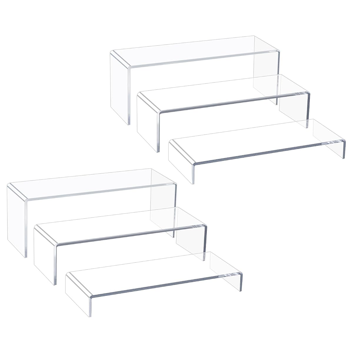Acrylic Display Riser Stand,12" 6Pc 5mm, Tiered Shelf Risers for Cupcake