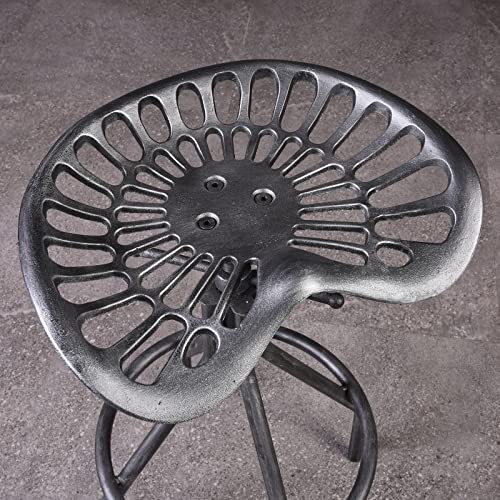 Lisuden Industrial Tractor Seat Barstools Farmhouse Cast Iron Adjustable Counter Height Stools Swivel Kitchen Saddle Bar Stools Set Of 2 Metal Black Brush Silver Dining Chair 24"-30" #TOP3