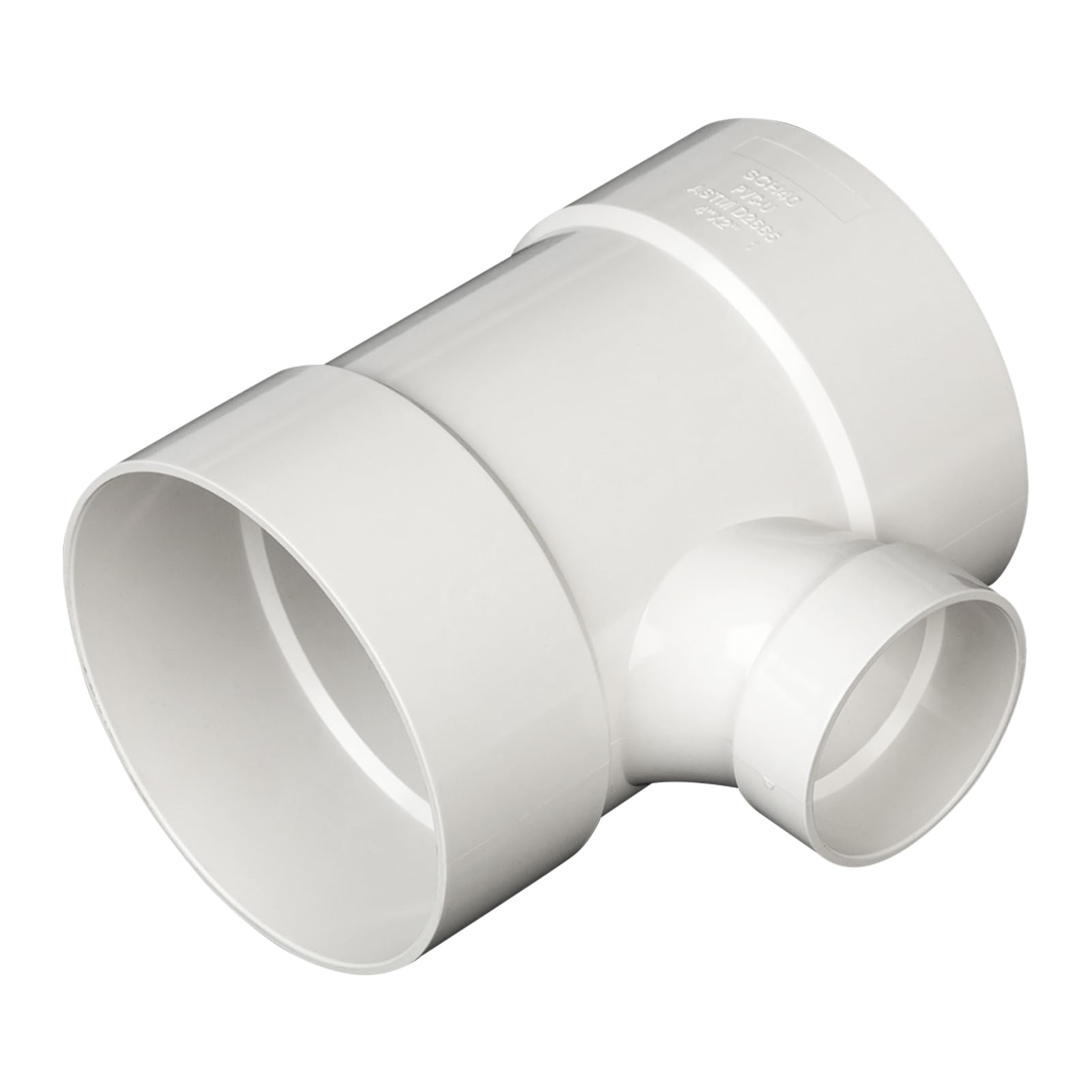 Reductor de residuos sanitarios de PVC DWV de 4 x 4 x 2 pulgadas, color blanco | Accesorios de tubería de PVC de ventilación para tuberías de fontanería