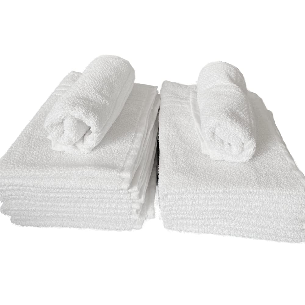 COTFLEX Hand and Face Towel, White, Pure Cotton (Pack of 12)